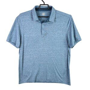 Mens G.H. Bass & Co. Heather Blue Polo Shirt Short Sleeve Polyester Stretch L